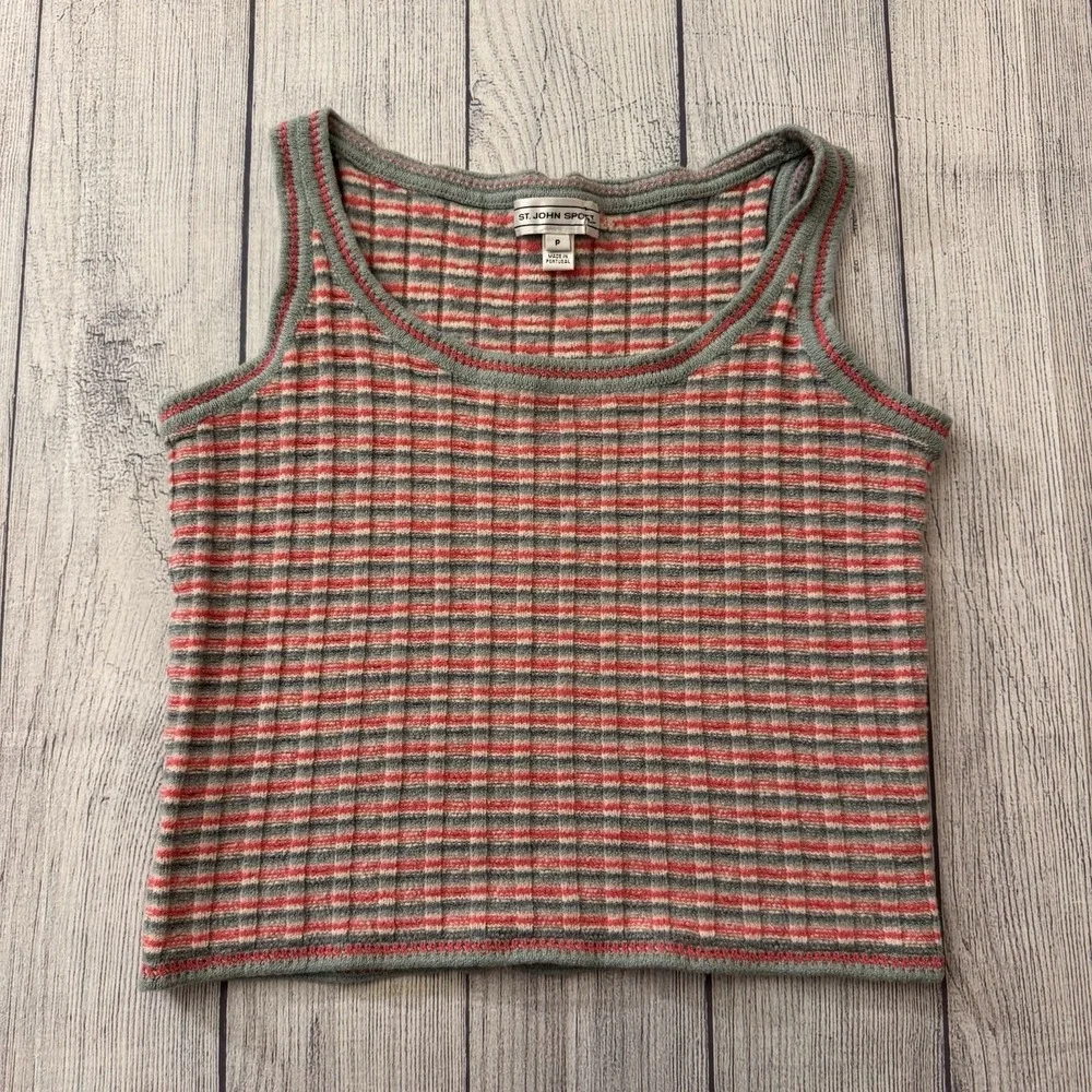 St John Sport‎ Knit Tank Top Sleeveless Knit Top Multicolor Pink Gray Size P